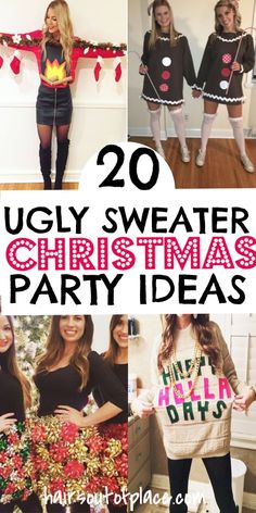 20 ugly Christmas sweaters and ugly Christmas party outfit and dresses ideas. Be the hit of your holiday party with these fun and festive DIY ugly Christmas party ideas.