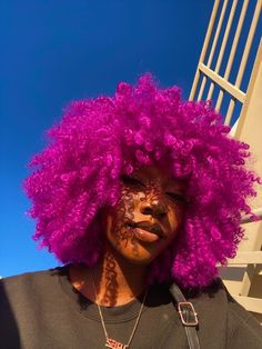 Short Colored Natural Hair Black Women, Black Woman Dyed Hair, Curly Colored Hair Aesthetic, Cute Hair Colors For Black Women, Dyed Short Curly Hair, Dyed Afro Hair, Hair Color Ideas For Curly Hair, Purple Curly Hair, Purple Pink Hair