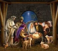 a nativity scene with the birth of jesus