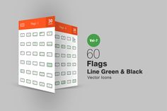 a large white and orange box with the words flags line green & black on it