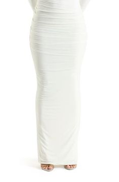 From the brand that delivers the compression you want with the comfort you need comes a shapely, sultry maxi skirt you'll wear on repeat. 46" length (size Medium) Lined Pull-on style 95% viscose, 5% spandex Hand wash, line dry Imported White Stretch Maxi Pencil Skirt, High Waist Ruched Stretch Maxi Skirt, Stretch Elastane Maxi Skirt, Chic White Stretch Maxi Skirt, Ruched High Waist Maxi Skirt, White Fitted Maxi Skirt For Night Out, Stretch High Waist Maxi Skirt, High Waist Stretch Solid Maxi Skirt, Fitted Maxi Skirt In Elastane