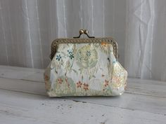 "Gold Embroidery Floral Wallet Card Holder with Kiss Clasp The size of bag is about 4.5\"L x 3.5\"H" Cream Clutch Wallet For Gift, Cream Clutch Wallet As Gift, Cream Clutch Wallet Perfect For Gifts, Cream Pouch Wallet As Gift, Grand Prairie, Embroidery Floral, Gold Embroidery, Wallet Card, Money Clip Wallet