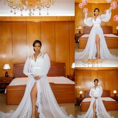 White Illusion Ruffles Tulle Long Sleeve Bridal Winter Sexy Kimono Pre – pisoshare Wedding Asoebi, Bridal Shower Robes, Bride Maids, White Bridal Robe, Sheer Nightgown, Long Bridal Robe, Plus Size Bridal Dresses, Bridal Nightgown, Nightgown Robe