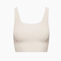 Aritzia Cropped Tank In Matte Pearl. Nwot Beige Cropped Knit Top, Elegant Ribbed Cropped Crop Top, Seamless Cropped Knit Top, Beige Ribbed Knit Crop Top, Beige Seamless Knit Top, Elegant Knit Cropped Top, Seamless Beige Knit Top, Seamless Solid Knit Top, Chic Stretch Knitted Crop Top