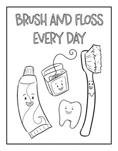 Dental Colouring Pages, Brush Teeth Coloring Page, Dental Hygiene Art Preschool, Tooth Painting Art Dental Health, My Body Coloring Page Preschool, Dental Health Toddler Crafts