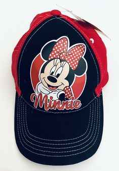 Adjustable Minnie Mouse Cap, Adjustable Black Minnie Mouse Hat, Black Adjustable Minnie Mouse Hat, Red Adjustable Themed Hat, Red Mickey Mouse Adjustable Hat, Adjustable Red Mickey Mouse Hat, Black Cap For School, Adjustable Cotton Mickey Mouse Hat, Disney Girls