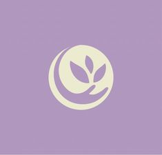 a purple background with a white circle and a plant in the center on top of it