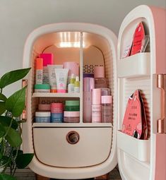 Skincare Stuff To Buy, Pink Mini Fridge, Sephora Skin Care, Skincare Inspiration, Skin Care Collection, Skincare Essentials, Perfect Skin Care Routine, Skincare Organization