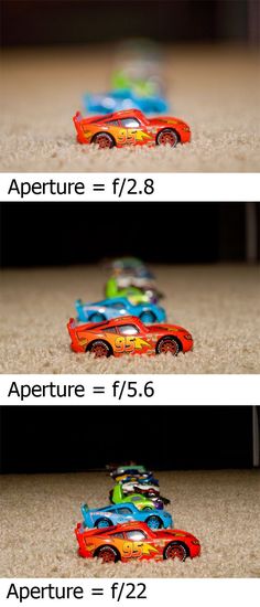 three different views of the same toy car