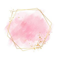 a pink and gold watercolor background with an octagon shape in the center