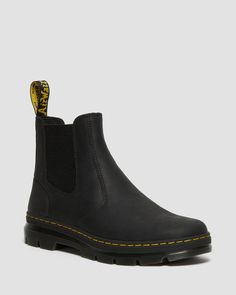 Shop Embury Leather Casual Chelsea Boots in Black at Dr. Martens. Free delivery on orders over $75 Womens Chelsea Boots, Dr Martens Chelsea Boots, Dr Martens Chelsea, Dr Martens Womens, Chelsea Boots Mens, Black Dr Martens, Rugged Leather, Chelsea Boots Women, Chelsea Boots Men