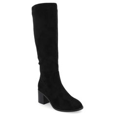 Journee Collection Womens Romilly Tru Comfort Foam Stacked Block Heel Round Toe Boots Classic Wide Calf Knee-high Boots With Block Heel, Classic Knee-high Boots With Wide Calf And Block Heel, Knee-high Platform Boots With Stacked Heel, Classic Knee-high Winter Heeled Boots, Classic Tall Winter Boots, Wide Calf Over-the-knee Heeled Boots For Work, Wide Calf Over The Knee Heeled Boots For Workwear, Classic Knee-length Winter Boots, Classic Knee-high Platform Boots For Fall