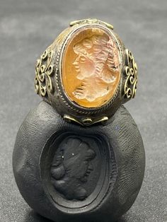 Afghan vintage agate stone intaglio king signet Silver ring old Antique Intaglio Signet Ring Collectible, Antique Carved Collectible Ring, Vintage Cameo Signet Ring, Vintage Carved Signet Ring, Vintage Carved Signet Ring Collectible, Antique Cameo Signet Ring Collectible, Vintage Oval Cabochon Signet Ring With Intaglio, Signet Rings, Gold And Silver Rings