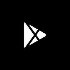 the play button on an app icon is black and white, with a diagonal arrow pointing up