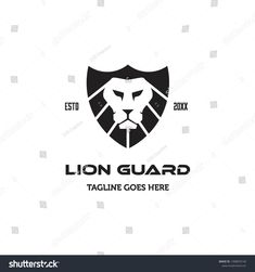 lion guard logo design template on white background, suitable for use as emblem or badge