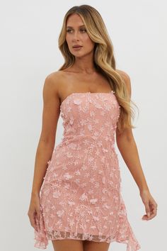 Shop the Lacynda Strapless Embellished Mini Dress Pink | Selfie Leslie Glamorous Spring Lace Sequin Dress, Glamorous Lace Sequin Dress For Spring, Floral Embellished Mini Dress For Wedding, Sleeveless Lace Mini Dress For Wedding Guest, Summer Prom Mini Lace Dress, Lace Mini Dress For Wedding Guest, Summer Wedding Sequin Dress With Sweetheart Neckline, Lace Strapless Mini Dress For Prom, Mini Lace Strapless Dress For Prom