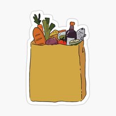 a grocery bag filled with groceries sticker