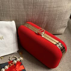 New Authentic Giorgio Armani Beauty Clutch No Box. Small Free Gift Included Designer Red Clutch As Gift, Designer Red Clutch For Gift, Designer Red Evening Bag For Party, Chic Red Evening Bag, Luxury Red Evening Bag For Formal Occasions, Chic Red Clutch For Evening, Elegant Red Clutch For Party, Chic Red Evening Bag For Events, Chic Red Evening Clutch