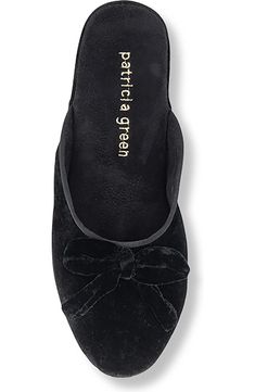 patricia green Velvet Bow Wedge Slipper (Women) | Nordstrom Chic Cushioned Slippers With Round Toe, Chic Synthetic Slippers With Round Toe, Chic Slippers With Cushioned Footbed And Round Toe, Chic Synthetic Round Toe Slippers, Chic Closed Toe Slippers With Cushioned Footbed, Chic Slippers With Removable Insole And Round Toe, Chic Flat Slippers With Cushioned Footbed, Chic Slip-on Synthetic Slippers, Chic Closed Toe Platform Slippers With Cushioned Footbed