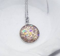 Rose Gold Iridescent Cremation Necklace Pet Loss Gift Pet Ash Jewelry Pet Memorial Jewelry Pet Loss Nickel-free Metallic Jewelry As Gift, Nickel-free Metallic Jewelry Gift, Nickel-free Metallic Jewelry For Gifts, Glitter Round Jewelry As Gift, Round Glitter Jewelry As Gift, Round Glitter Jewelry For Gifts, Iridescent Round Pendant Necklace For Gift, Iridescent Round Necklace For Gift, Iridescent Round Necklace For Gifts