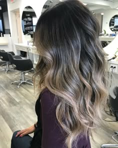 Lived In Blonde Balayage On Dark Hair, Dark And Blonde Hair Ideas, Blonde Balayage On Black Hair Indian, Bronde Balayage On Black Hair, Ombré On Black Hair, Ombre Hair For Brunettes, Blonde Balayage On Dark Hair Asian, Color Melt Brunette, Partial Balayage Brunettes