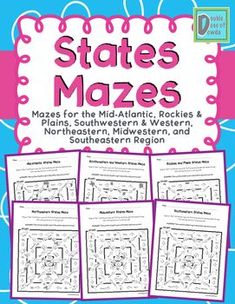 states mazes worksheet for the middle and high school students to practice their math skills