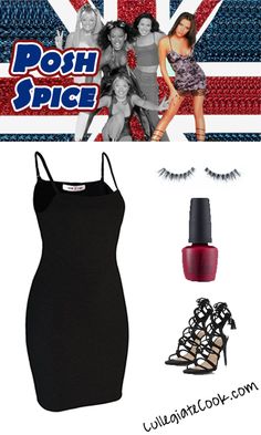 the british flag is next to a black dress and nail polish