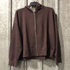 Zip Up Jacket With Hood In The Color Dark Brown Brown Long Sleeve Hooded Jacket For Spring, Brown Spring Hoodie Outerwear, Brown Hoodie For Spring, Jacket With Hood, Zip Up Jacket, Universal Thread, Hooded Jacket, Dark Brown, Zip Ups