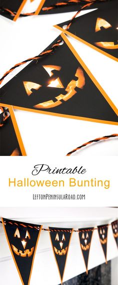 halloween bunting banner with pumpkins and jack - o'- lanterns on it