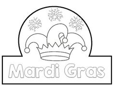 the mardi gras logo is shown in black and white, with fireworks behind it