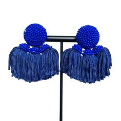 Sachin + Babi Blue Beaded And Fringed Clip-On Earrings. In Excellent, Never Worn Condition! I Accept Most Reasonable Offers! 2” Long 1.5” Wide Adjustable Blue Tassel Earrings For Parties, Blue Chandelier Earrings For Evening With Pierced Ears, Blue Chandelier Earrings For Evening, Blue Dangling Beads Jewelry For Party, Blue Dangle Jewelry For Party, Elegant Blue Tassel Earrings, Elegant Royal Blue Earrings For Party, Blue Dangle Party Jewelry, Blue Dangling Beads Earrings For Party