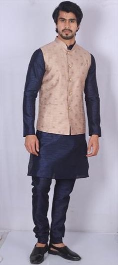 Blue color Kurta Pyjama with Jacket in Art Silk fabric with Weaving work Blue Long Sleeve Kurta For Winter, Blue Long Sleeve Winter Kurta, Festive Blue Long Sleeve Outerwear, Blue Nehru Jacket With Long Sleeves For Winter, Blue Long Sleeve Kurta For Fall, Blue Nehru Jacket For Fall With Long Sleeves, Fitted Blue Nehru Jacket For Fall, Blue Long Sleeve Nehru Jacket For Winter, Traditional Blue Kurta For Fall