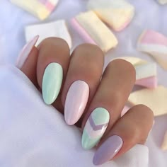 Mint Nails, Natural Ombre, Nagellack Trends, Almond Nails Designs, Easter Nails, Nails Gel, Dream Nails