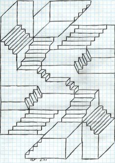 a drawing of some stairs on a sheet of paper