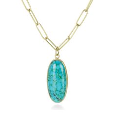 Maria Beaulieu Oval Kingman Turquiose Pendant (Pendant Only) | Quadrum Gallery Luxury Turquoise Necklace With Oval Pendant, Turquoise Necklace With Large Oval Pendant, Gold Turquoise Oval Necklace, Luxury Oval Cabochon Turquoise Necklace, Gold Turquoise Pendant Necklace With Cabochon, Designer Diamond Jewellery, Soul Shine, Kingman Turquoise, Yellow Gold Pendants