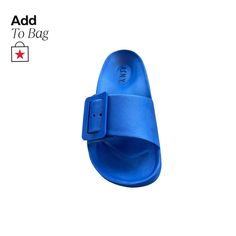 in stock Summer Slide Sandals Made Of Plastic, Trendy Eva Slide Sandals, Casual Blue Plastic Sandals, Blue Plastic Open Toe Sandals, Blue Plastic Sandals For The Beach, Blue Open Toe Plastic Sandals, Blue Open Toe Sandals With Plastic Material, Trendy Open Toe Plastic Sandals, Open Toe Plastic Sandals For Swimming