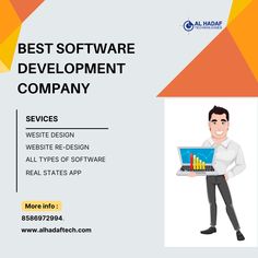 a man holding a laptop with the words best software development company