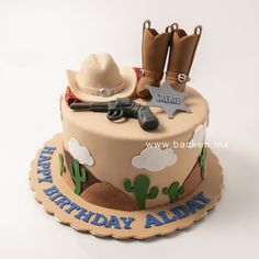 ¿Quién viste siempre de botas y sombrero? Definitivamente se va a sorprender en su cumpleaños con un pastel personalizado del tema que más le gusta !! Este pastel de Sherif hará que los fans de las películas de Vaqueros se vuelvan locos !! Pide el tuyo! Llámanos ! 3311001733 Cowboy Boot Cake Ideas, Cowboys Cake Ideas, Cowboy Cake For Men, Cowboy Cake Ideas, Cowboy Cakes For Boys, Western Cakes Birthday, Cowboy Theme Cake, Bolo Country