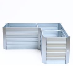 an empty metal toolbox on a white background