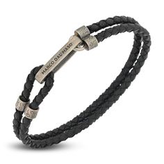 Two powerful cords wrapped in distinctive black leather stack atop one another in this suave men's bracelet from Marco Dal Maso. Fashioned in sterling silver, the 8-inch bracelet secures in place with a custom clasp. Jared The Galleria Of Jewelry, Cord Wrap, Black Leather Bracelet, Mens Black Leather, Fashion Bracelets, Sterling Silver Bracelets, Rope Bracelet, Mens Bracelet, Leather Bracelet