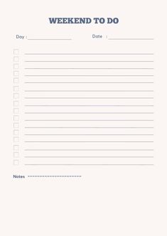 a printable to do list with the words,'weekend to do'on it