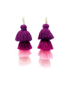 Gala Earrings Pink Pink Tassel Earrings With Latkans, Pink Dangle Tassel Earrings With Fringe, Pink Fringe Tassel Dangle Earrings, Gala Earrings, Pins Ideas, Thread Tassels, Feather Embroidery, Fabric Jewellery, Earring Pins