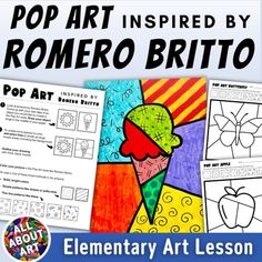 an art lesson with the title pop art inspired by roberto brito elementary art lesson