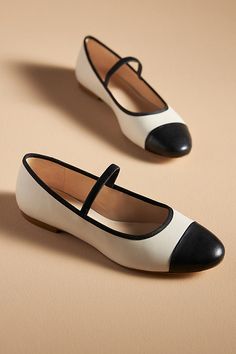 Leather upper, insole, sole Slip-on styling Imported | Cap-Toe Mary Jane Flats by Maeve in Beige, Women's, Size: 9, Leather at Anthropologie Women Dress Shoes Flats, Mary Jane Flats Outfit, Women's Oxford Shoes, Neutral Flats, Shoes Mary Jane, Zapatos Mary Jane, Trendy Flats, Fall Flats, Mary Jane Ballet Flats