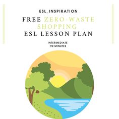 the front cover of a free zero waste shopping lesson with trees and mountains in the background