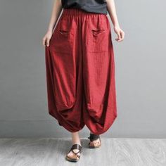 Summer Cozy Red Dhoti Pants Cotton Linen Drop Crotch Pants in Black Watermelon Red One Size - Morimiss.com Red Baggy Harem Pants With Pockets, Baggy Red Harem Pants With Pockets, Red Ankle-length Harem Pants With Pockets, Red Wide Leg Harem Pants With Pockets, Red Wide-leg Harem Pants With Pockets, Relaxed Fit Red Harem Pants With Pockets, Red Relaxed Fit Harem Pants With Pockets, Red Harem Pants With Pockets And Relaxed Fit, Red Baggy Wide-leg Harem Pants