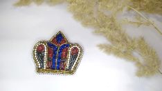 Beaded Handmade Brooch Crown Brooch Queen Pin Crystal Red Blue - Etsy Ukraine Handmade Pinched Crown As A Gift, Handmade Pinched Crown As Gift, Gift For Woman, Silver Pin, Brooches Handmade, Blue And Silver, Red Blue, Red And Blue, Gifts For Women