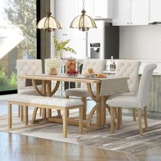 42013008166954 Counter Height Dining Table Set, Retro Dining Table, Counter Height Dining Table, Dining Room Table Set, Solid Wood Dining Chairs, Dining Table Set, Wood Dining Chairs, Rectangular Dining Table, Table And Chair Sets