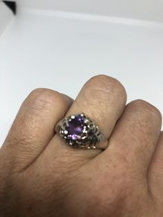 Unusual Deep Toned Amethyst Sterling Filigree Setting Handmade Size 7 Can be resized, my jeweler charges $10-$20 All rings are shipped in a nice gift box. Check out our over a THOUSAND great reviews Engraving is $4 per letter and is not always perfect depending on the piece. It can take a few days if the jeweler is busy. This is payable to Paypal Judithsltd@gmail.com Collectible Purple Amethyst Ring With Center Stone, Purple 925 Stamped Jewelry For Anniversary, Hallmarked Sterling Silver Purple Amethyst Ring, Hallmarked Purple Amethyst Sterling Silver Ring, Hallmarked Sterling Silver Amethyst Ring, Purple Amethyst Ring Stamped 925 For Promise, Purple Amethyst Promise Ring Stamped 925, Vintage Sterling Silver Purple Rings, Vintage Purple Sterling Silver Ring