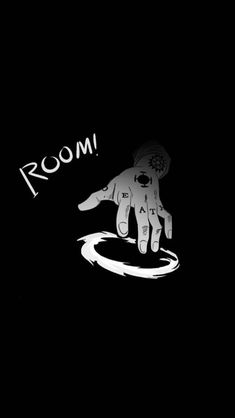 a hand reaching for the word room on a black background with white writing that says room